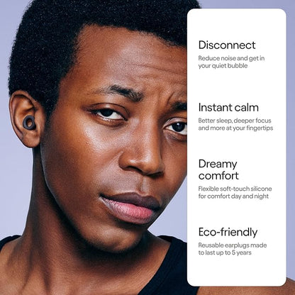 Loop Quiet 2 Ear Plugs – Ultra-Comfy Reusable 24dB (SNR) Noise-Reducing Earplugs for Sleep, Deep Focus, Travel, Noise Sensitivity, Flexible Hearing Protection, Customizable Fit