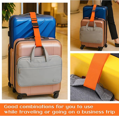 Weewooday 8 Pcs Luggage Straps Suitcase Tags Set for TSA Approved, 4 Travel Adjustable Suitcase Belt, 4 Silicone Luggage Tags with Name ID Card Travel Accessories (Light Orange,A)