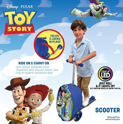 Fast Forward Kid’s Licensed 18" Ride-On Suitcase Scooter - Lightweight Carry-On Foldable Scooter Luggage