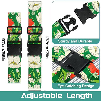 Slohif Luggage Straps for Suitcases Travel Belt Accessories Luggage Connector Identifiers Over Handle with Buckle Unique Nylon Adjustable Strap for Sleeping Bag Car Seat Green(2 Pack)