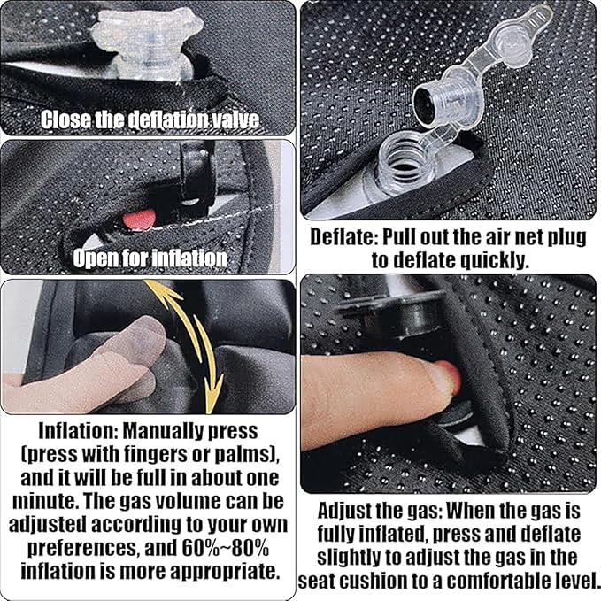 3D Airplane Seat cushion， Type Inflatable Travel Seat Cushion，Ergonomic Comfort Support ， Suitable for wheelchairs Car, Office, Home Living (Black)