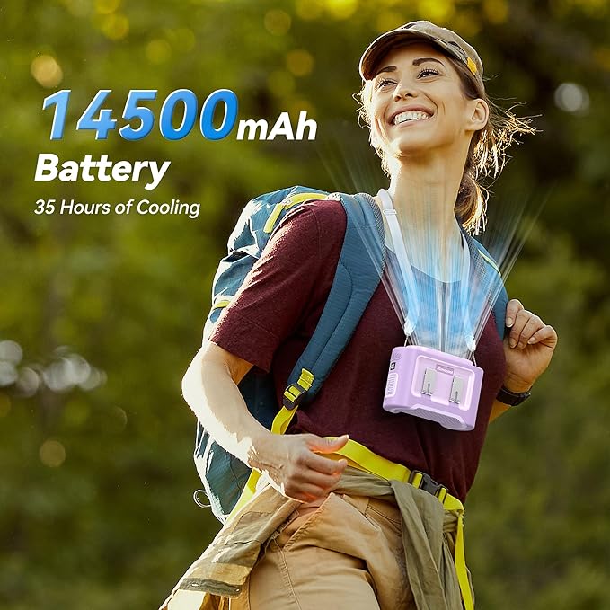 AMACOOL 14500mAh Portable Waist Fan, Strong Wind Power for Full Body Cooling Shirt Fan, 5 Speed Wearable Belt Clip on Fans, Battery Operated Personal Neck Fans for Outdoor Work Camping Travel