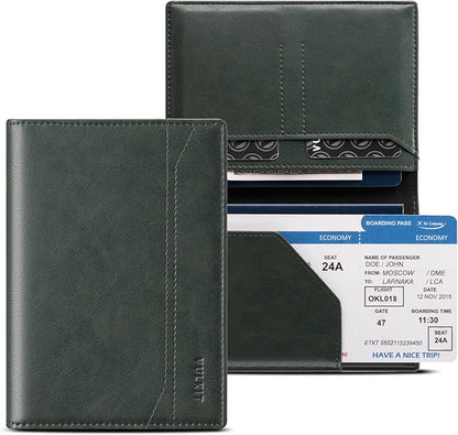 VULKIT Passport Holder for Travel, Rfid Blocking Passport Cover, Slim Travel Wallet for Men & Women, Pine Green