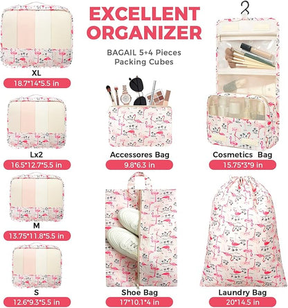 BAGAIL 9 Set Packing Cubes Luggage Packing Organizers for Travel Accessories