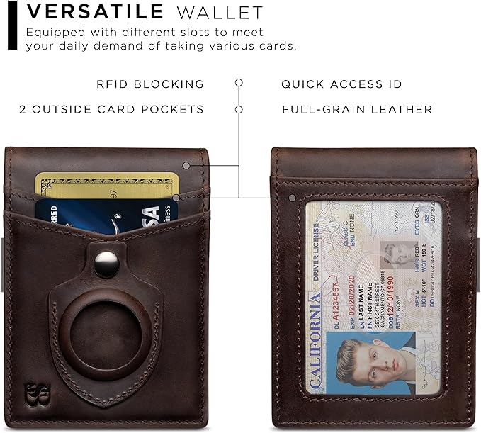 SERMAN BRANDS Money Clip Wallet - Mens Wallets slim Front Pocket RFID Blocking Card Holder Minimalist Mini Bifold