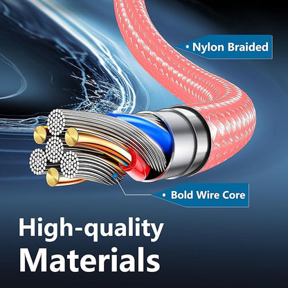 USB C to USB C Charger Cable, 5 Pack [3/3/6/6/10ft] Type C Fast Charging Cord High Data & Transfer Wire Compatible for iPhone 16/15/Pro/Plus/Pro Max iPad Pro Air 5 Samsung Galaxy(Pink)