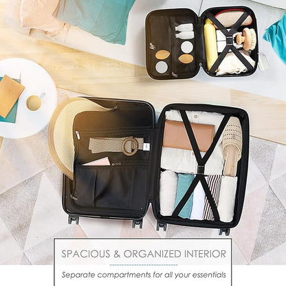 20 Inch Carry On Luggage 22x14x9 Airline Approved, Carry On Suitcase with Wheels, Hard-shell Carry-on Luggage, Durable Luggage Carry-On, Pink Small Suitcase with Cosmetic Case