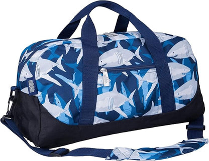 Wildkin Kids Overnighter Duffel Bag – Carry-On Size, Ideal for School & Sleepovers – Sharks