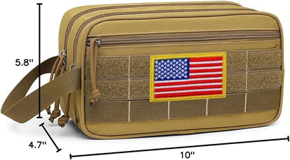 TACTICISM Toiletry Bag for Men - Dry Wet Separate Hygiene Bag Travel Toiletry Bag, Tactical Molle Dopp Kit for Men with Water-Resistant Shaving Bag for Adult Women for Travel, Brown