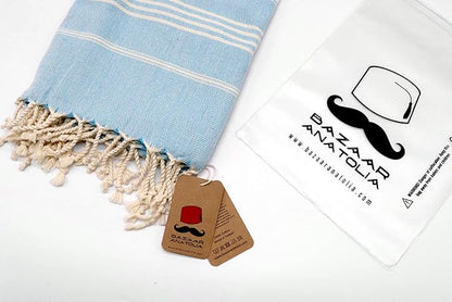 Bazaar Anatolia Slim Line Turkish Towel 100% Cotton Peshtemal Beach Towel 76x38 Thin Lightweight Travel Camping Bath Sauna Gym Pool Blanket Quick Dry Towels (Turquoise) - Made in Turkiye