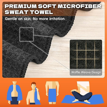 Microfiber Sweat Towel Quick Dry Lightweight Absorbent 3 Pack，Fast Drying 27‘’ X 55‘’ Negative Ions Odorless Gym Towels for Men & Women Yoga Sports Travel Outdoor Camping Gym (Large Black)