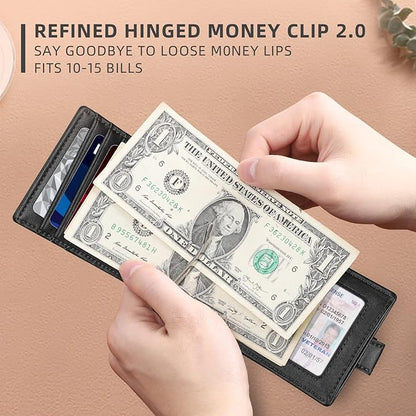 Zitahli Wallet for Men-6 Slots ID Window-Mens Wallets-Slim Wallet Classic Spring Money Clip RFID Blocking-Gift for Men