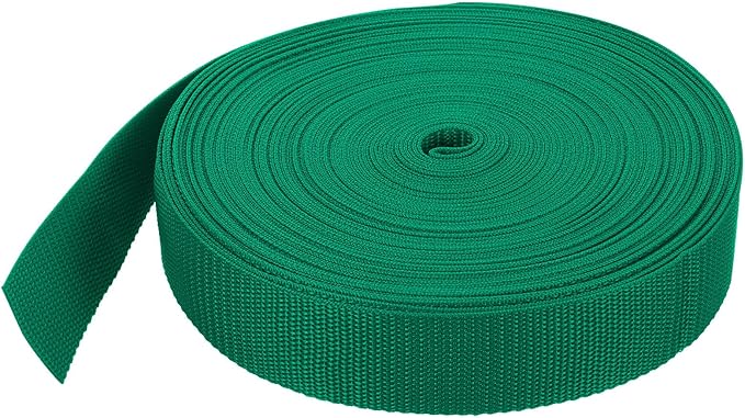 MECCANIXITY Lightweight Polypropylene Webbing Strap 1 1/2" 25 Yard Backpack Strapping Band Green for Outdoor Luggage Cargo Straps