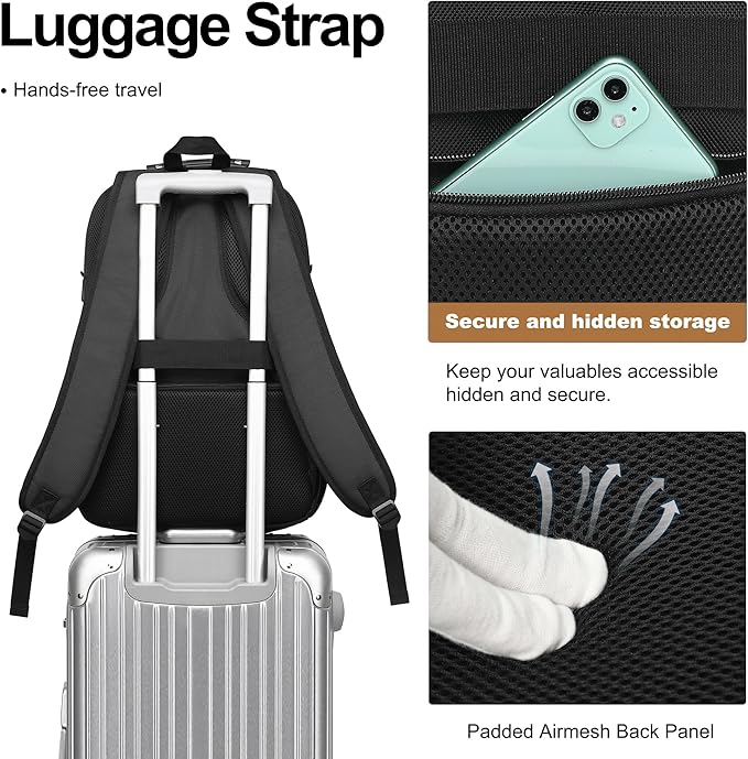 Boavan Laptop Backpack for men, 17.3 inch Laptop Bag with USB Port, Waterproof Travel Work Backpack Purse, Anti-Theft Teacher Nurse Doctor Casual Bookbags Office Business backpack，Black&Russet Red