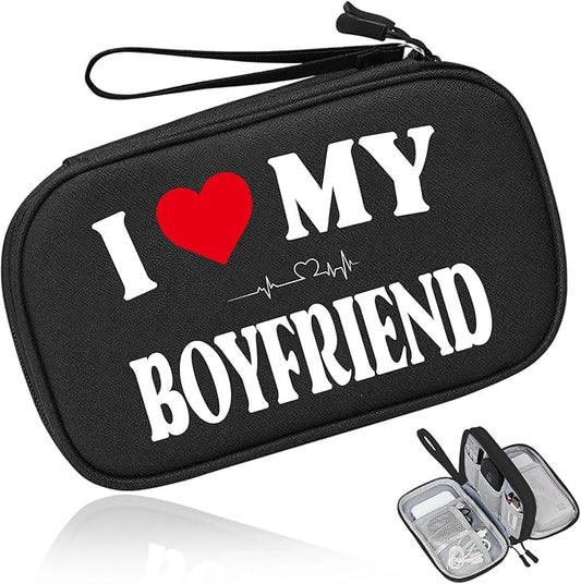 COSHAYSOO Travel Gifts for Women Girlfriend Fashion Electronics Accessories Gift Ideas, Cord Cable Organizer Bag Case Tech Pouch Gadgets Cruise Airplane Vacation Essentials, I Love My Boyfriend