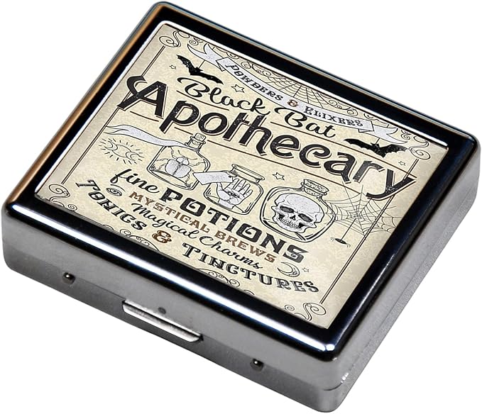 7 Days Chromed Shiny Silver Pill Organizer with Mirror Inside Has 8 Separate Compartments Rectangle Cute Travel Pill Organizer for Purse 7 Days (Apothecary)