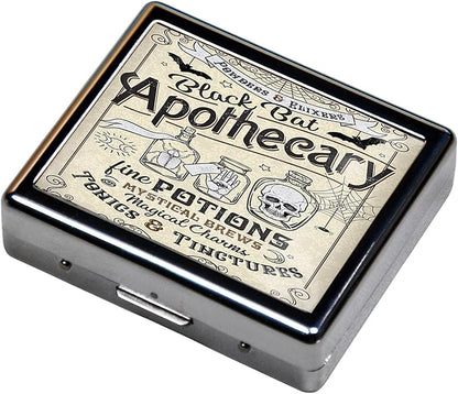 7 Days Chromed Shiny Silver Pill Organizer with Mirror Inside Has 8 Separate Compartments Rectangle Cute Travel Pill Organizer for Purse 7 Days (Apothecary)