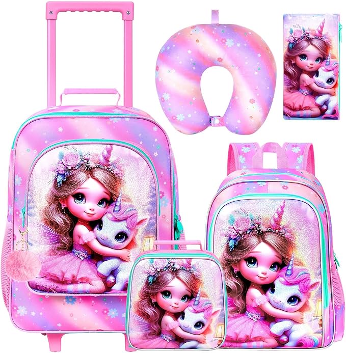 Kids Suitcase with Wheels for Girls and Boys, Rolling Carry on Luggage for Toddler Children