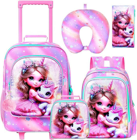 Kids Suitcase with Wheels for Girls and Boys, Rolling Carry on Luggage for Toddler Children