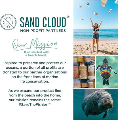 Sand Cloud Large Turkish Beach Towel - Sand Free - 100% Organic Turkish Cotton Yarn - Quick Dry Towel for Beach, Picnic Blanket or Throw - As Seen on Shark Tank - Boho Turquoise XL