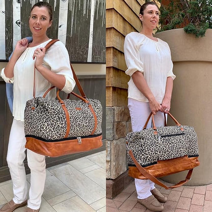 IBFUN Weekender Bags for Women, 21" Weekender Travel Bag, Travel Duffle Bag with Shoe Compartment Carry on Overnight Duffel Bag for Weekend Travel Business Trip