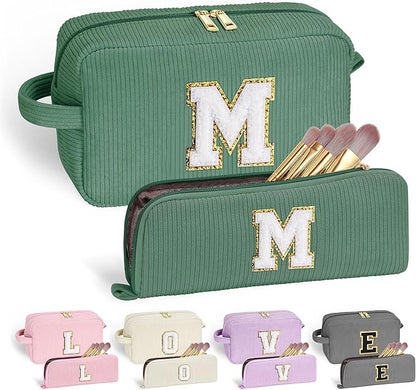 YOOLIFE Initial Travel Makeup Bag Cosmetic Bag - Teen Girl Gifts Trendy Stuff Friend Birthday Gifts for Women Teen Girl Kids