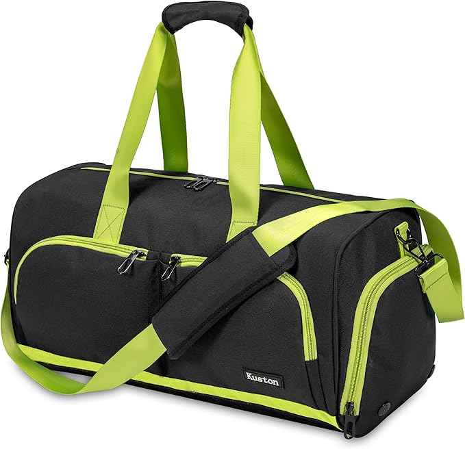 Kuston Sports Gym Bag with Shoes Compartment &Wet Pocket Gym Duffel Bag Overnight Bag for Men and Women