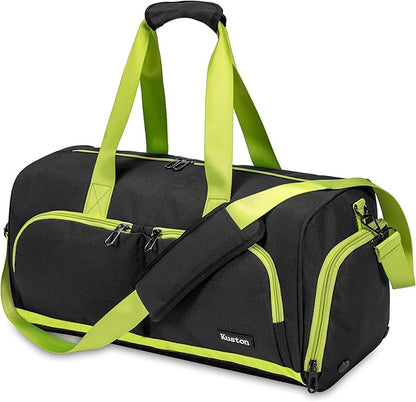 Kuston Sports Gym Bag with Shoes Compartment &Wet Pocket Gym Duffel Bag Overnight Bag for Men and Women