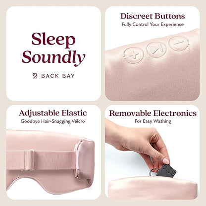 SilkSound 100% Mulberry Silk Bluetooth Sleep Mask, Skin-Friendly Sleeping Eyemask with Bluetooth Headphones, Sleep Gifts for Women, Silk Eye Mask Headband Headphones for Sleeping Side Speakers