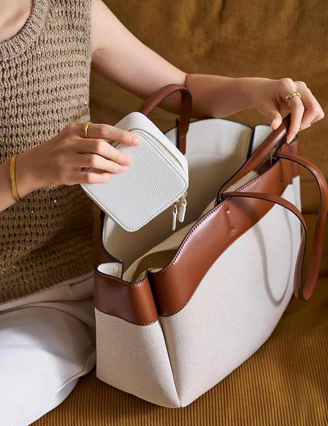 Popvibe Travel Jewelry Case Organizer Small Jewelry Box for Women with 6 Jewelry Mini Pouch, Portable Traveling Jewelry Holder Bag for Earring Necklace, White