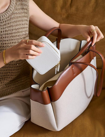 Popvibe Travel Jewelry Case Organizer Small Jewelry Box for Women with 6 Jewelry Mini Pouch, Portable Traveling Jewelry Holder Bag for Earring Necklace, White