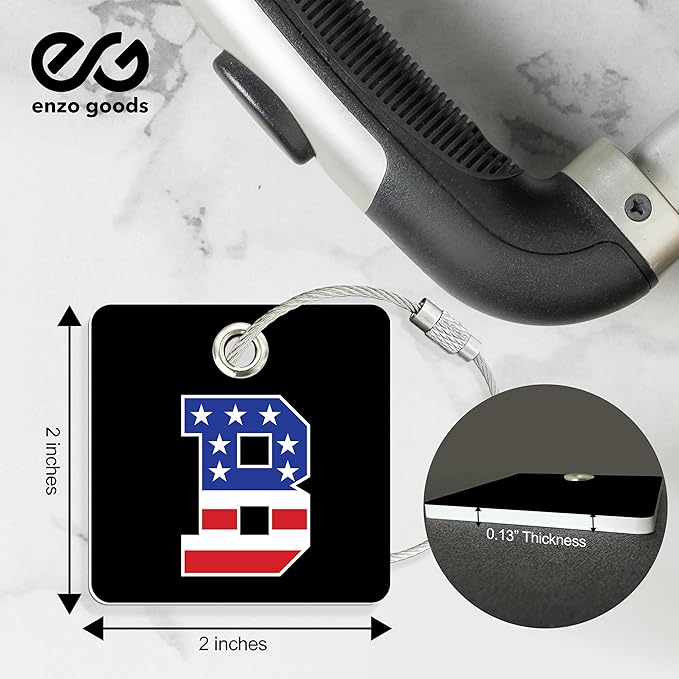 USA Initial Luggage Tag | 10 Pack | Personalized Luggage Tags for Suitcases | Choose Monogram Letter | Custom Fonts & Colors | Choose Tag Color