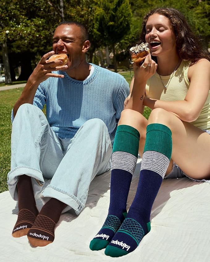 Cotton Compression Socks for Women Men - 2 Pairs 20-30mmHg Circulation Grid Arch Support Socks, Breathable