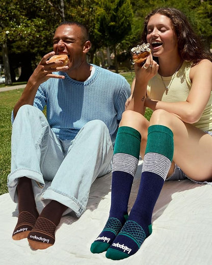 Cotton Compression Socks for Women Men - 2 Pairs 20-30mmHg Circulation Grid Arch Support Socks, Breathable