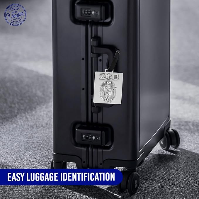 Zeta Phi Beta Sorority Paraphernalia - Official Vendor - Travel Luggage Tags - Set of 2 - Greek Letters and Shield