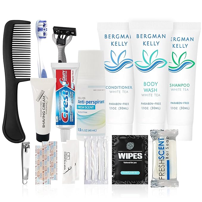 Trektote Travel Toiletry Kit Bundle For Men And Women – 15 Piece Set of Travel Size Toiletries, TSA Compliant, Travel Essentials, Includes Shampoo And Conditioner, Body Wash, Toiletry Bag & More