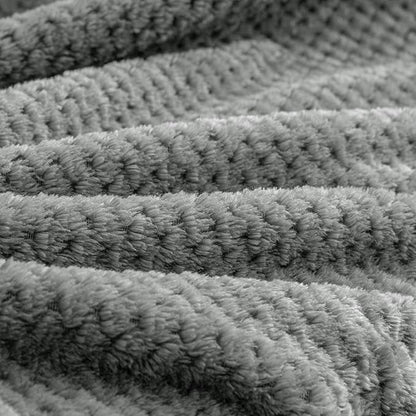 BEDELITE Travel Blanket with Bag, Ultra-Soft Jacquard Fleece Blanket with Luggage Sleeve & Backpack Clip, Airplane Blanket Travel Essentials, Grey