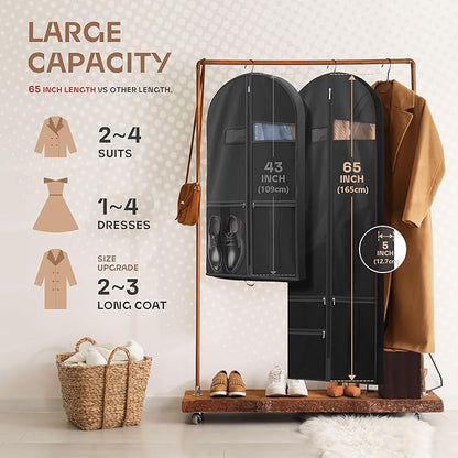 Travel Garment Bag with Zipper Pocket, Suit Bag for Suits, Dresses, Coats