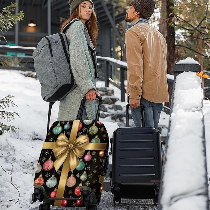 FOREVER QUEEN Four snowmen Luggage Cover Suitcase Protector Suitcase Cover Anti-Scratch,Stretchable Bag Cover Washable Durable Polyester