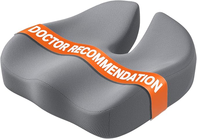 Seat Cushion, Extra Large Memory Foam Cushion for Office Chair Cushions, Ergonomic Cushions Pad Pillow for Pressure Relief Sciatica & Pain Relief for Long Sitting, Grey