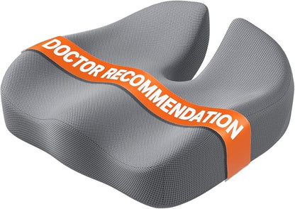 Seat Cushion, Extra Large Memory Foam Cushion for Office Chair Cushions, Ergonomic Cushions Pad Pillow for Pressure Relief Sciatica & Pain Relief for Long Sitting, Grey