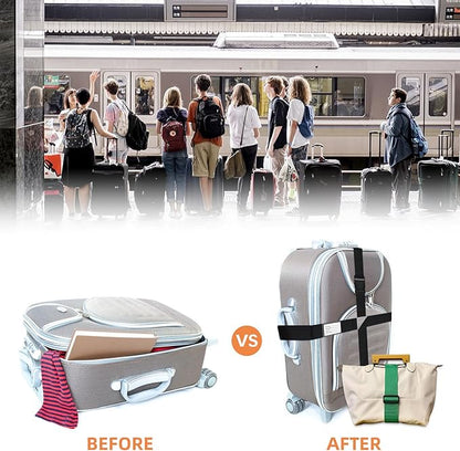 8 pcs Luggage Straps, CNYMANY 2-in-1 Travel Belt Add a Bag Luggage Strap, Adjustable Luggage Straps for suitcases Over Handle for Carry On Bag Airport Travel Accessories - Orange, Green, Black