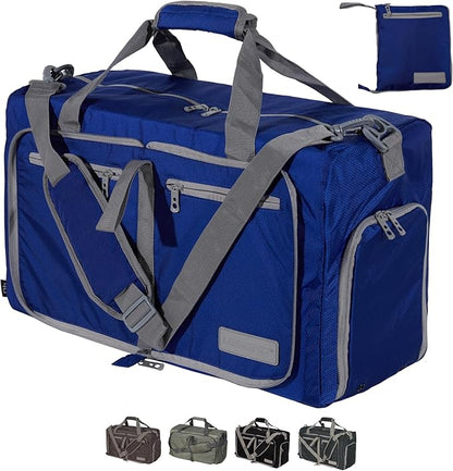 LEGEND 40L Foldable Duffle Bag for Travel - Packable Duffle Bags w/Shoe Compartment - Tear Resistant Collapsible Duffel Bags for Traveling - Lightweight Folding Duffel Bag for Men & Women -Royal Blue