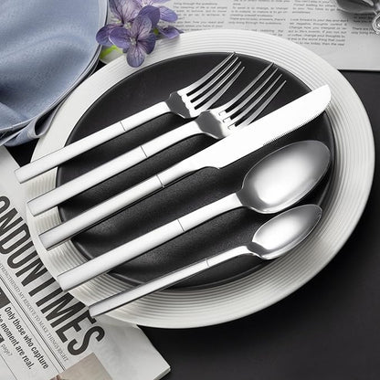 Heavy Duty Silverware Set, 40-Piece Flatware Set for 8, Stainless Steel Cutlery Set Mirror Polished Cooking Utensils Set for Home and Kitchen, Dishwasher Safe