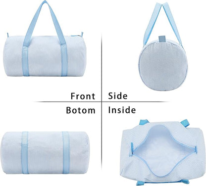 Gabigaba Kids Travel Overnight Bag Seersucker Carry On Lightweight Weekender Duffel Bag for Boys and Girls (Babyblue)
