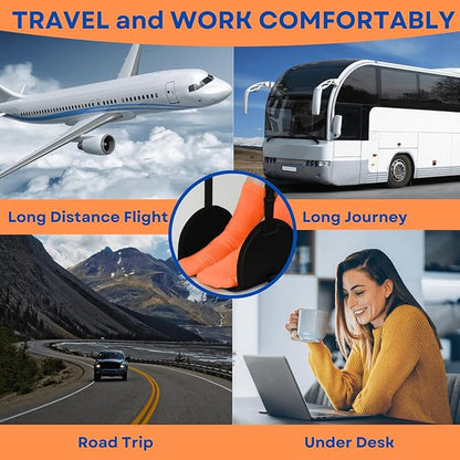 Airplane Foot Hammock 2-Pack, Leg Hammock for Airplane Travel with Rigid Base, Foot Sling for Plane Traveling with Memory Foam, Feet Rest for Long Flight, Travel Leg Rest, Footrest for Kids