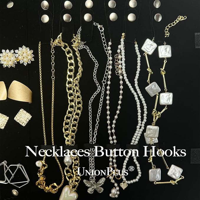 UnionPlus Velvet Jewelry Case Roll Bag for Necklace Bracelet Earrings Rings Multi-compartments, Great Jewelry Organizer for Travel, Black