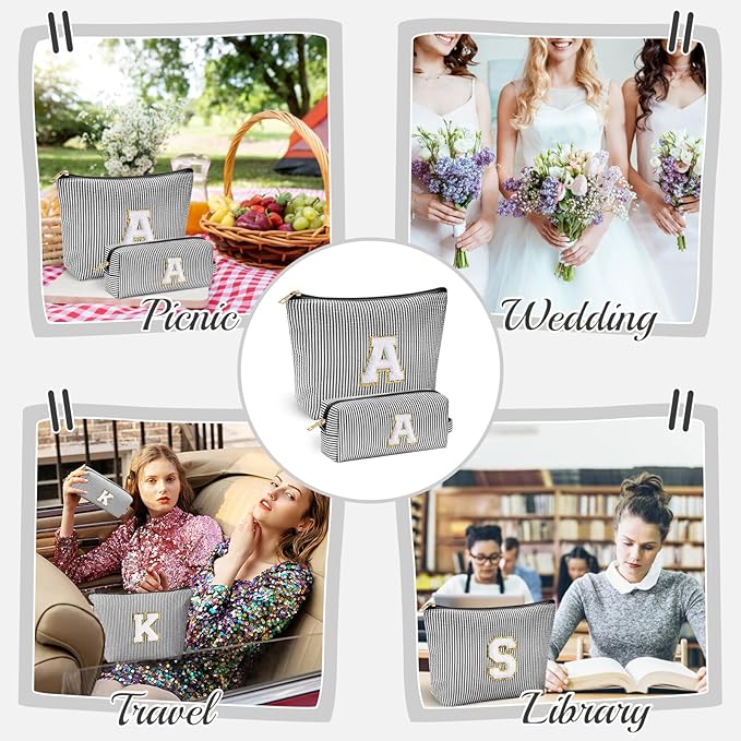 YOOLIFE Stocking Stuffers For Teen Girls Christmas Gifts For Teenage Girls Initial Makeup Bag | Cosmetic Travel Toiletry Bag | 9 10 11 12 13 14 15 Years Old | Teen Girl Gifts Trendy Stuff Black L