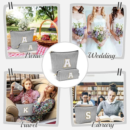 YOOLIFE Stocking Stuffers For Teen Girls Christmas Gifts For Teenage Girls Initial Makeup Bag | Cosmetic Travel Toiletry Bag | 9 10 11 12 13 14 15 Years Old | Teen Girl Gifts Trendy Stuff Black E