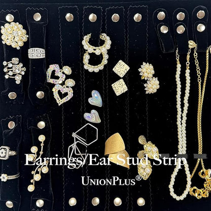 UnionPlus Velvet Jewelry Case Roll Bag for Necklace Bracelet Earrings Rings Multi-compartments, Great Jewelry Organizer for Travel, Black